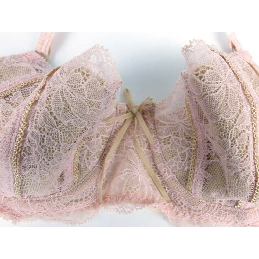 DKNY Belle Du Jour Underwire Balconette Lace Bra Sexy Pink Nude 34B - Picture 8 of 11